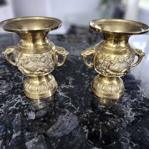 pair of vintage Japanese brass Buddhist altar From Republic Of China